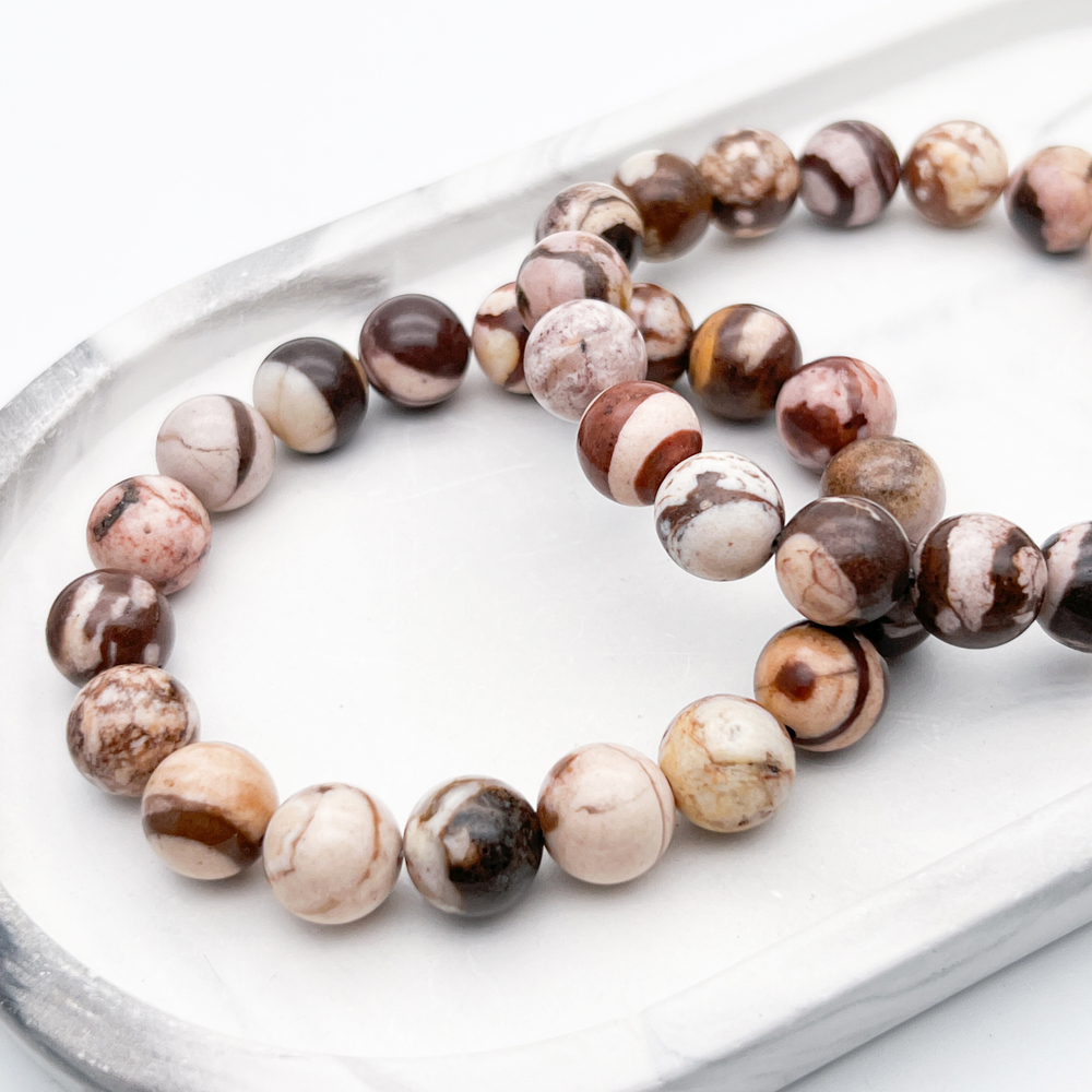 Браслет, "яшма кофейная" (халцедон), диаметр бусин 10 мм, размер 17 см