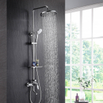 Смеситель для ванны и душа с верхней душевой лейкой Тропический дождь LEMARK, Серия Linara – LM0462C