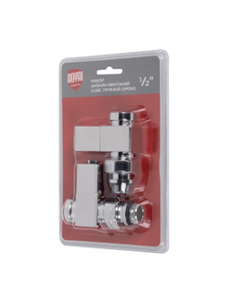 Набор дизайн-вентилей CUBE, прямой (хром) 1/2"