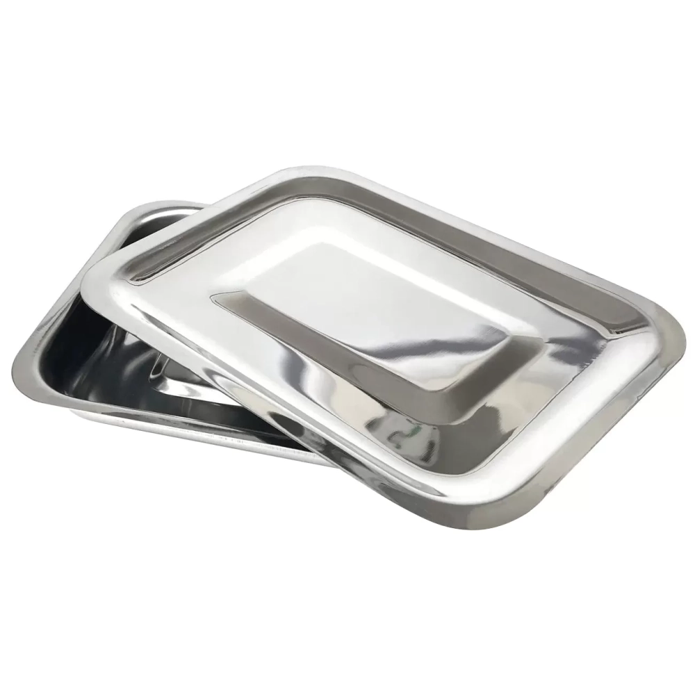 Лоток прямоугольный 3 л 400х300х45 мм нержавеющий с крышкой непищевой МЕ-ЛМПрК-400н