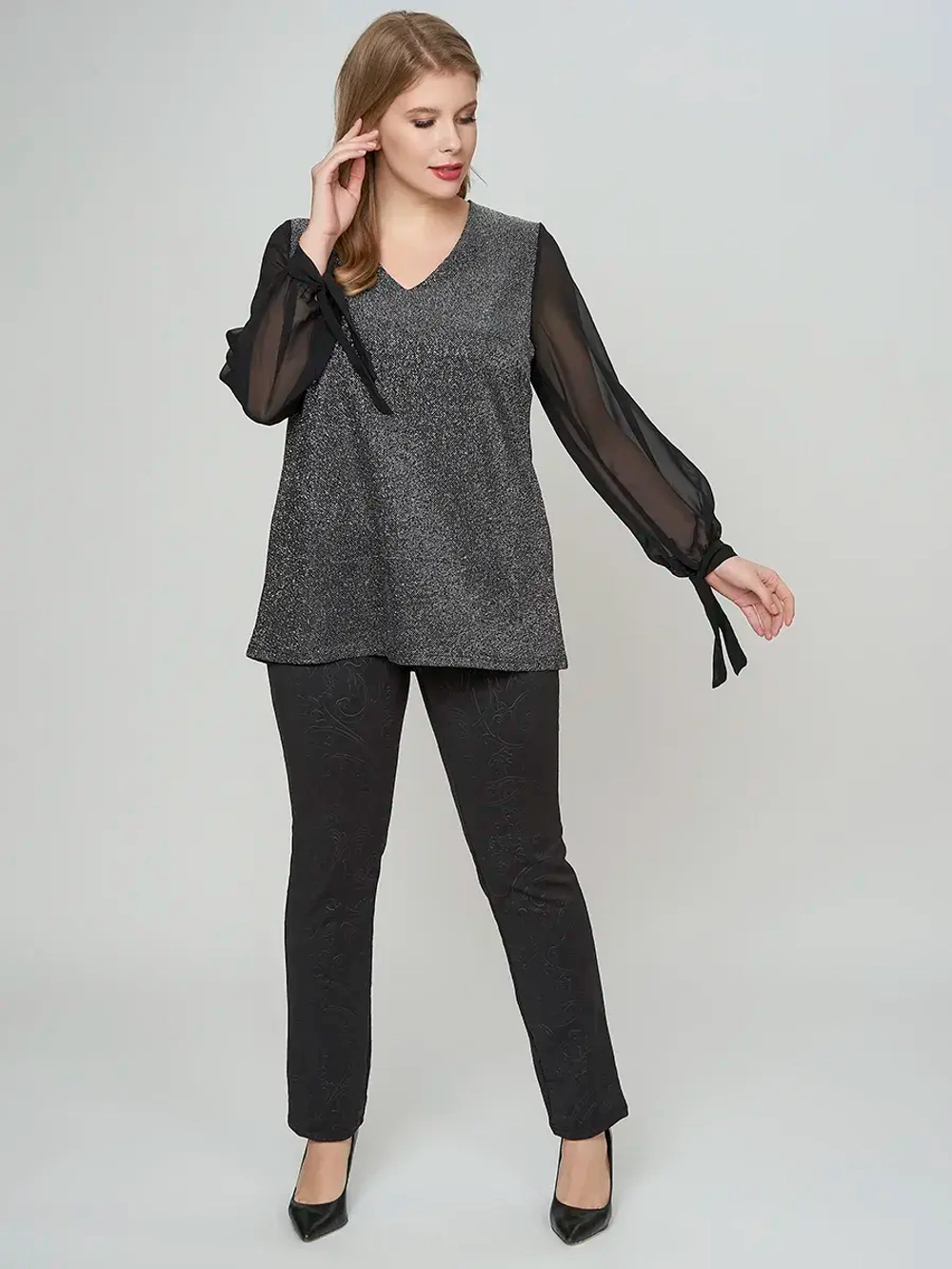 Блузка нарядная люрекс и шифон