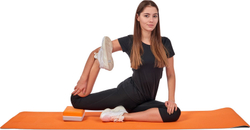 Коврик для йоги и фитнеса 183*61*0,6 TPE двухслойный оранжевый/серый