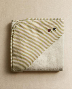 ZARA HOME ДЕТСКОЕ МУСЛИНОВОЕ ПОЛОТЕНЦЕ С КАПЮШОНОМ, ЗЕЛЕНЫЙ