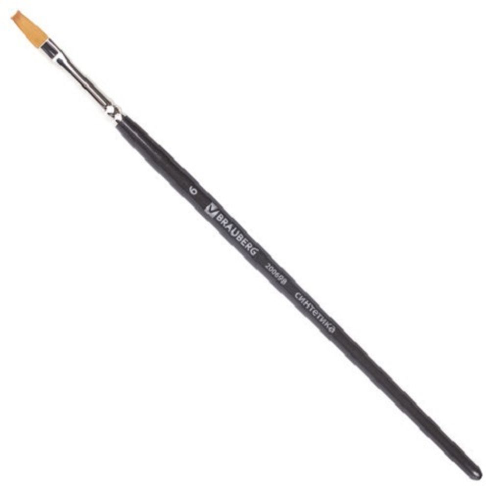 Кисть художественная профессиональная, синтетика мягкая, плоская № 6, короткая ручка, Brauberg Art