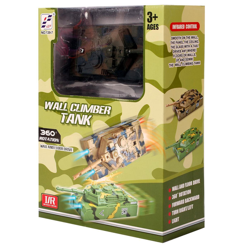 Танк РУ Стенолаз, 4 канала, ИК управление, свет, аккум.встроен., USB шнур, коробка 139-7