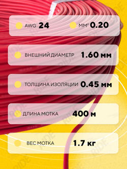 Провод силиконовый 24 AWG, 400 м