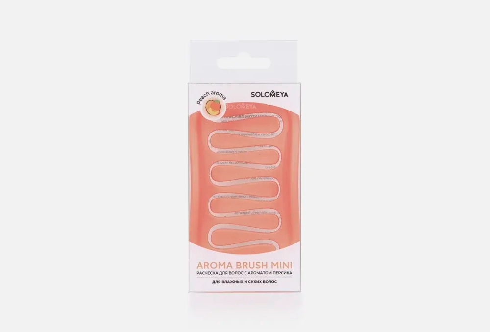 SOLOMEYA Арома-расческа для сухих и влажных волос с ароматом Персика мини / Aroma Brush for Wet&Dry hair Peach mini (1 шт)