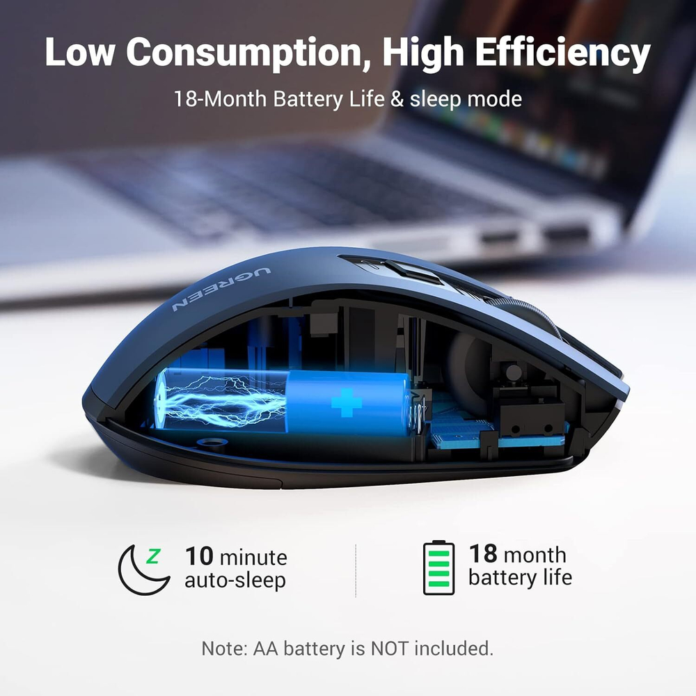 Мышь оптическая беcпроводная MU006, 2.4 GHz, Blue UGREEN 15064