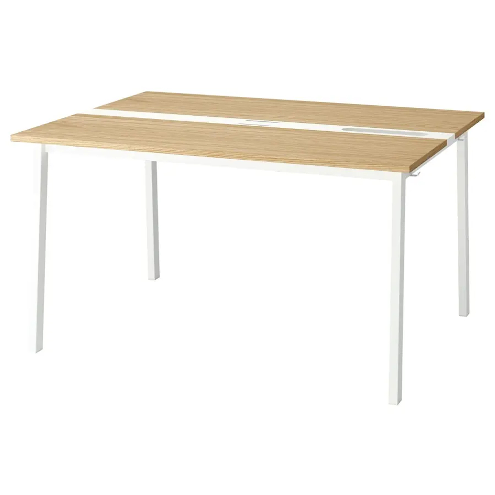 Стол для переговоров - MITTZON IKEA /ИКЕА МИТТЗОН , 108х140х75 см, светло-коричневый/белый