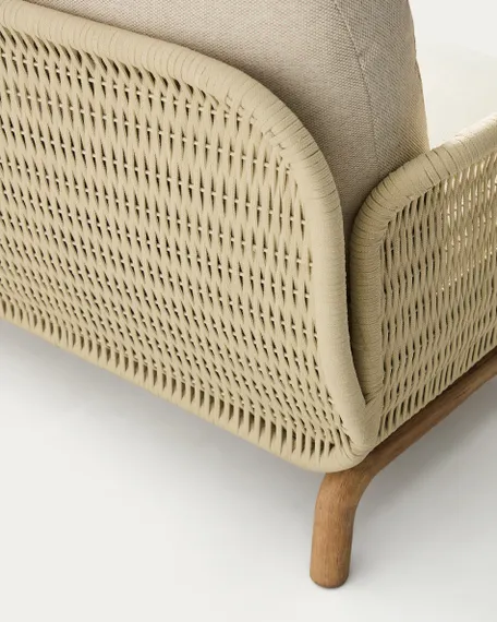 Уличный диван Alipa из акации и веревки цвета экрю 235 см