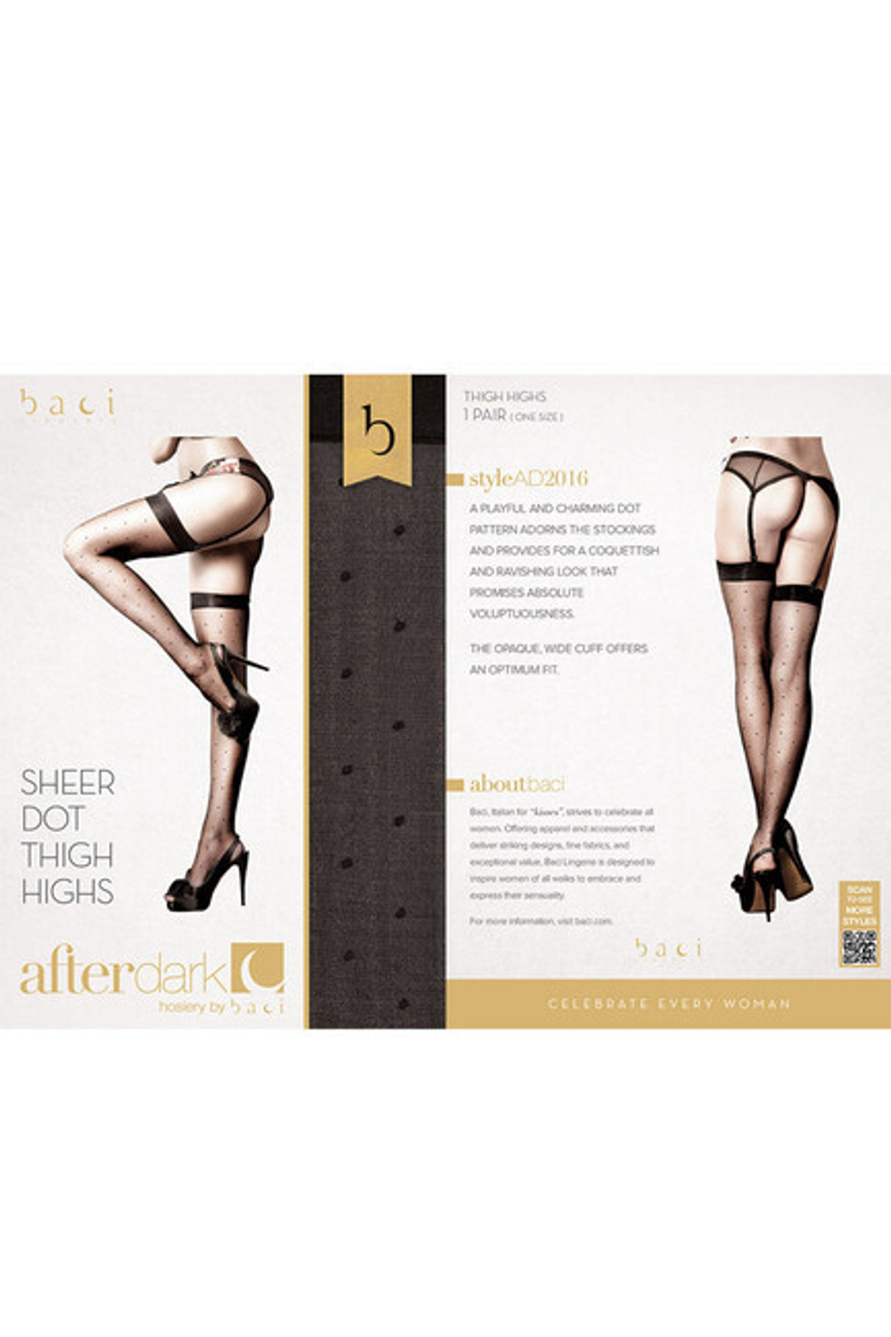 Чулки Baci прозрачные с точками (без силикона) 42-46 (Цвет: черный)