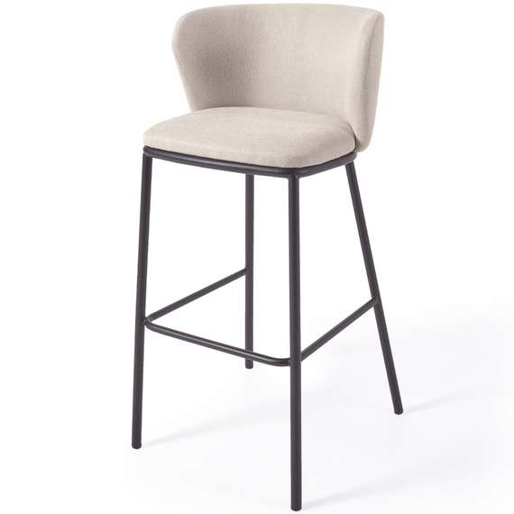 Ciselia Барный стул из бежевой синели и черной стали 75 см