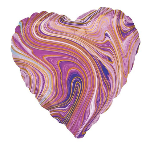 Шар сердце 46 см Сиреневый мрамор