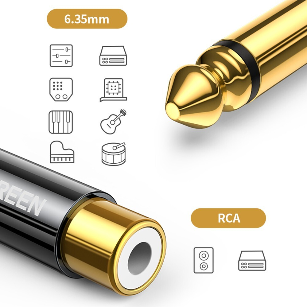 Переходник Audio RCA - Audio 6.35mm UGREEN 80731