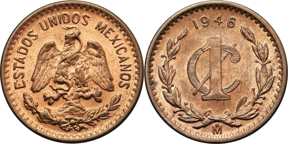 Мексика 1 сентаво, 1905 - 1949 Орел UNC