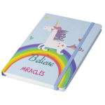 Записная книжка в футляре 21 см * 23 см, 7БЦ, Alingar, ламинация, на резинке, перьевая ручка, 80 л., клетка, "Верь в чудеса"