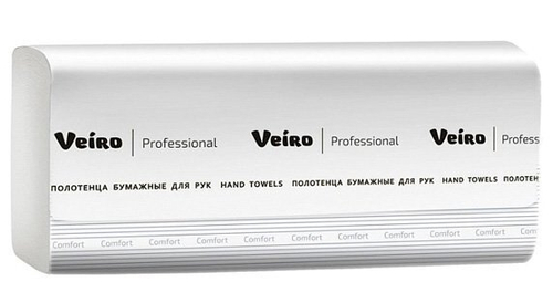 Полотенца бумажные листовые Veiro Professional Lite, Z-сложение, 2-слойные, белые, 200 листов, 21 пачка в коробке