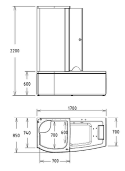 Акриловая ванна Gemy G8040 B L