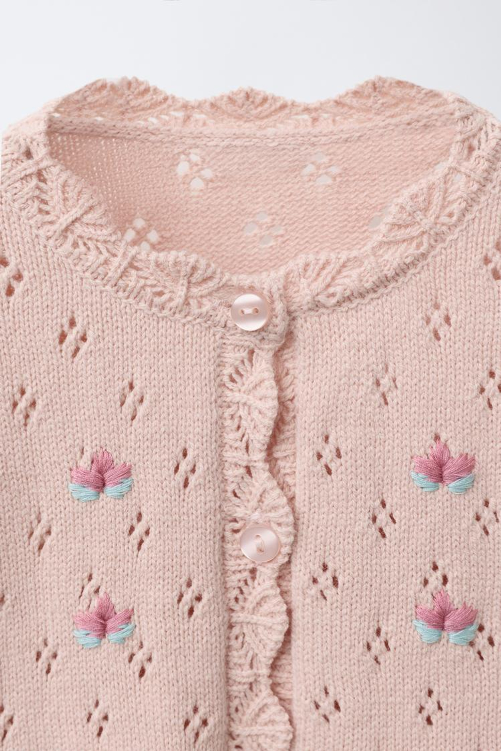 ZARA КАРДИГАН С ЦВЕТАМИ, ПЕРСИКОВЫЙ