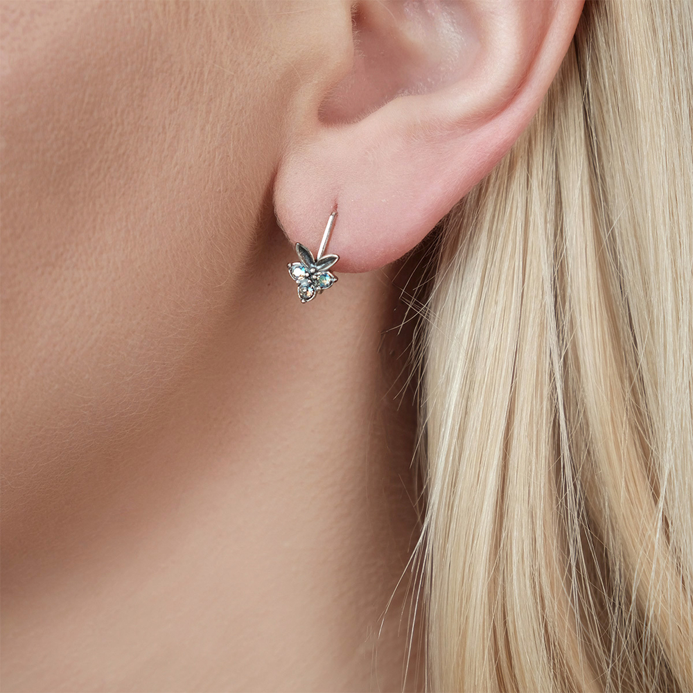 "Ольма" серьги в серебряном покрытии из коллекции "Хрустальный сад" от Jenavi  с английским замком