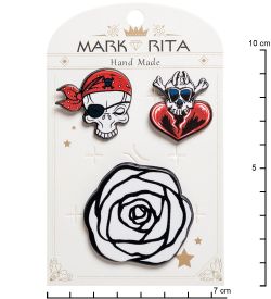 MR- 73 Н-р брошей с цанговым зажимом бабочка «Роза и череп» Mark Rita