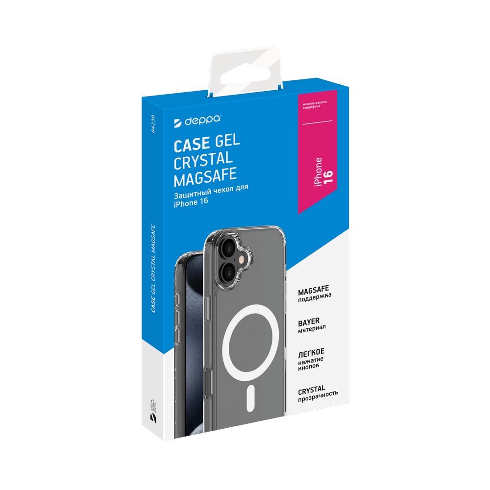 Чехол Gel Сrystal MagSafe для Apple iPhone 16, прозрачный