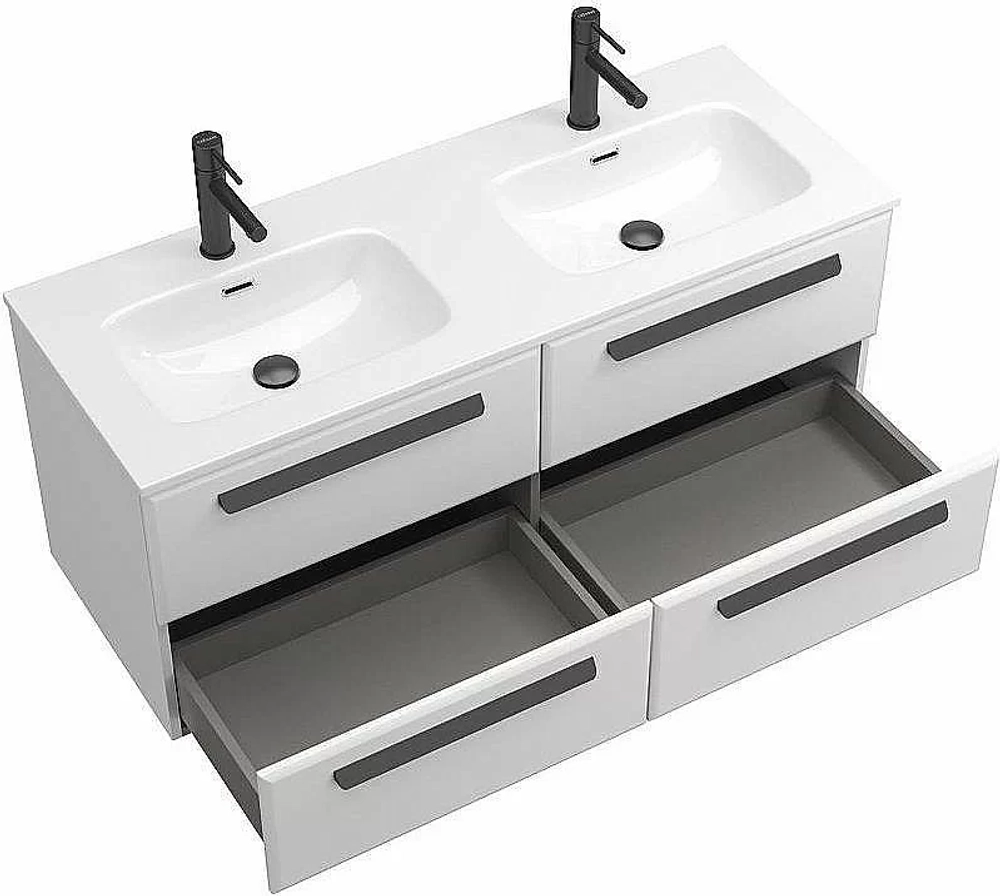 Тумба с раковиной Cezares ECO-CER-N 120 ECO-CER-N-1200-4C-SO-2-BL белая глянцевая