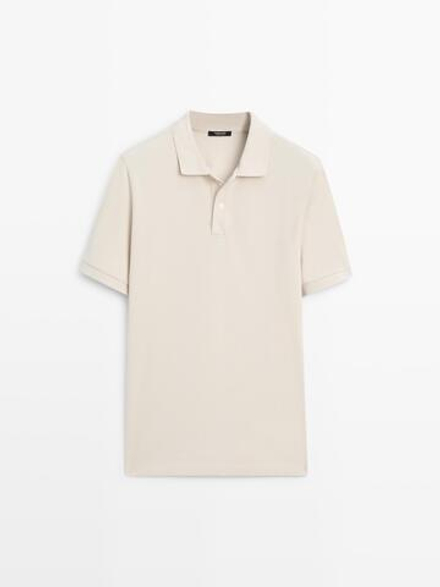 Massimo Dutti Поло из рельефного хлопка, дымчатый