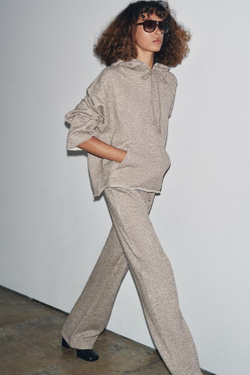 ZARA ШИРОКИЕ БРЮКИ В РУСТИК, СЕРО-КОРИЧНЕВЫЙ