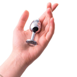 Малая серебристая анальная втулка 6см с прозрачным кристаллом ToyFa Metal 712001