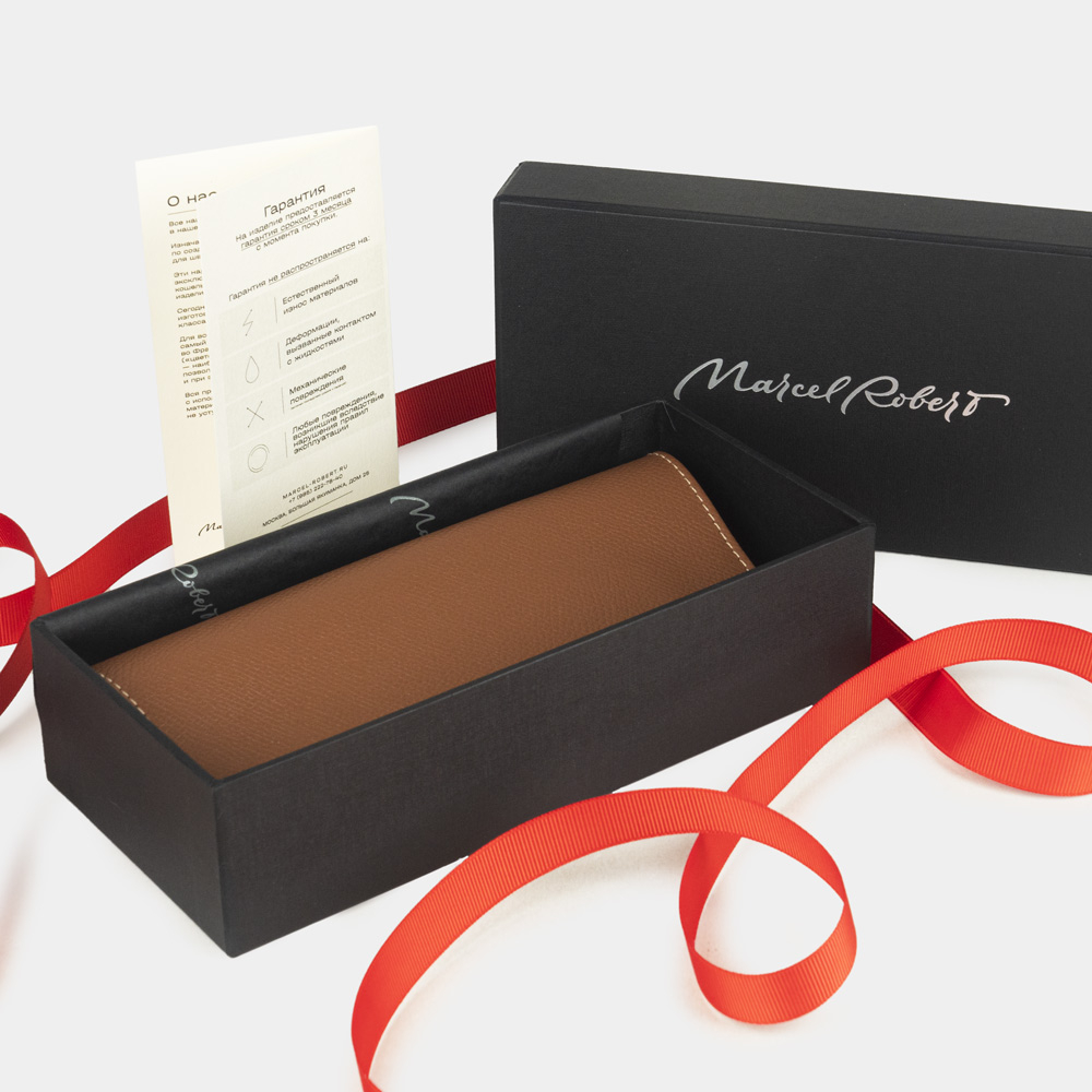 Футляр для очков Lentille из кожи сафьяно, цвета карамель