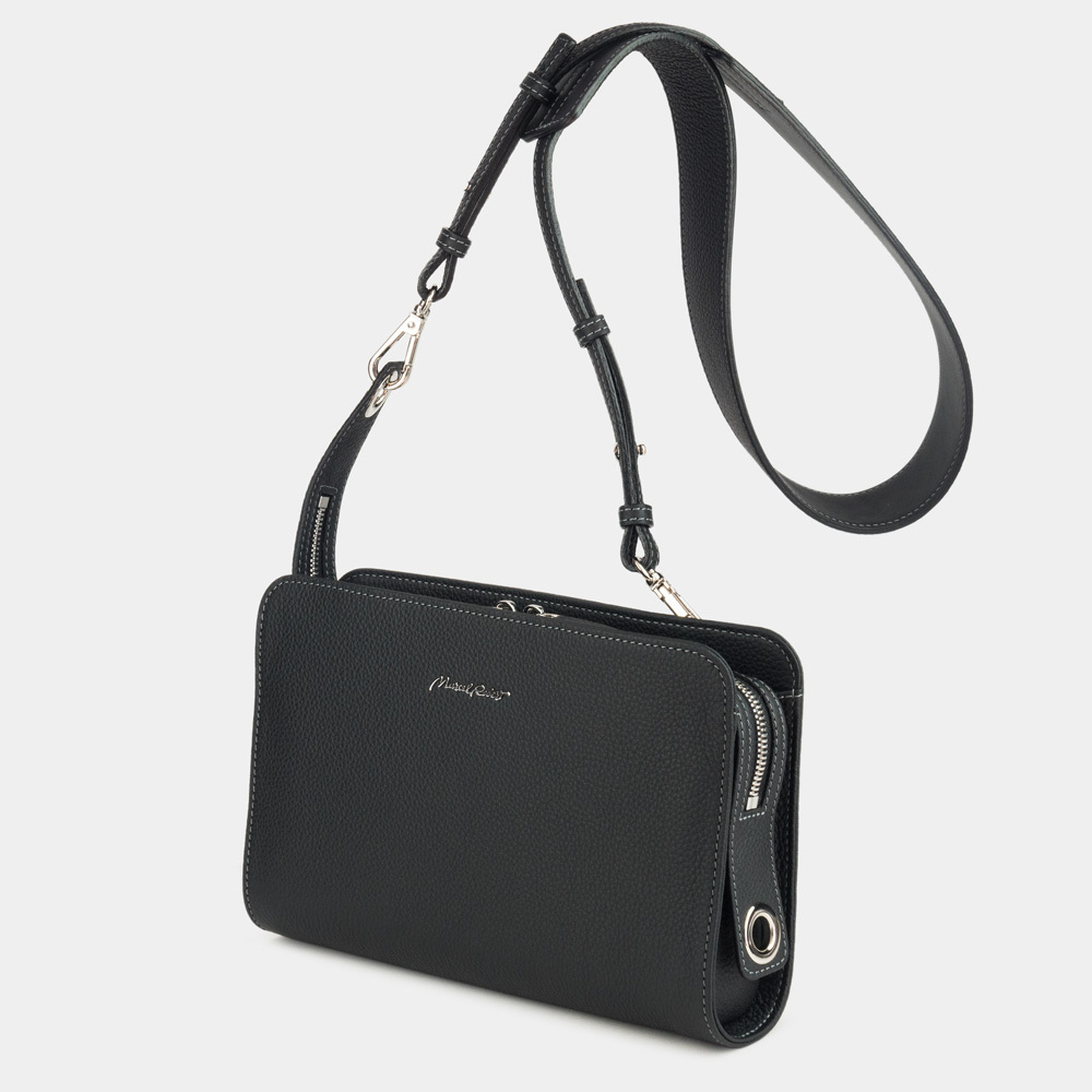 Женская кожаная сумка-трансформер Emilie черного цвета