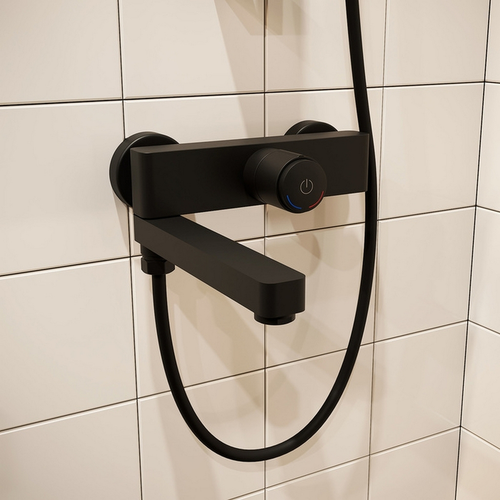 Смеситель для ванны с управл Push Control 35к IDDIS SLIBLBTi02WA "Slide" без душ. аксесс. ЧЕРНЫЙ мат