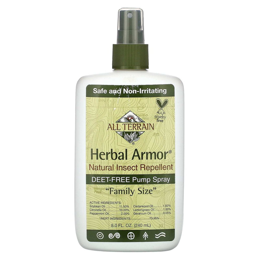 All Terrain, Herbal Armor, натуральный спрей от насекомых, без ДЭТА, 240 мл (8,0 жидк. унции)