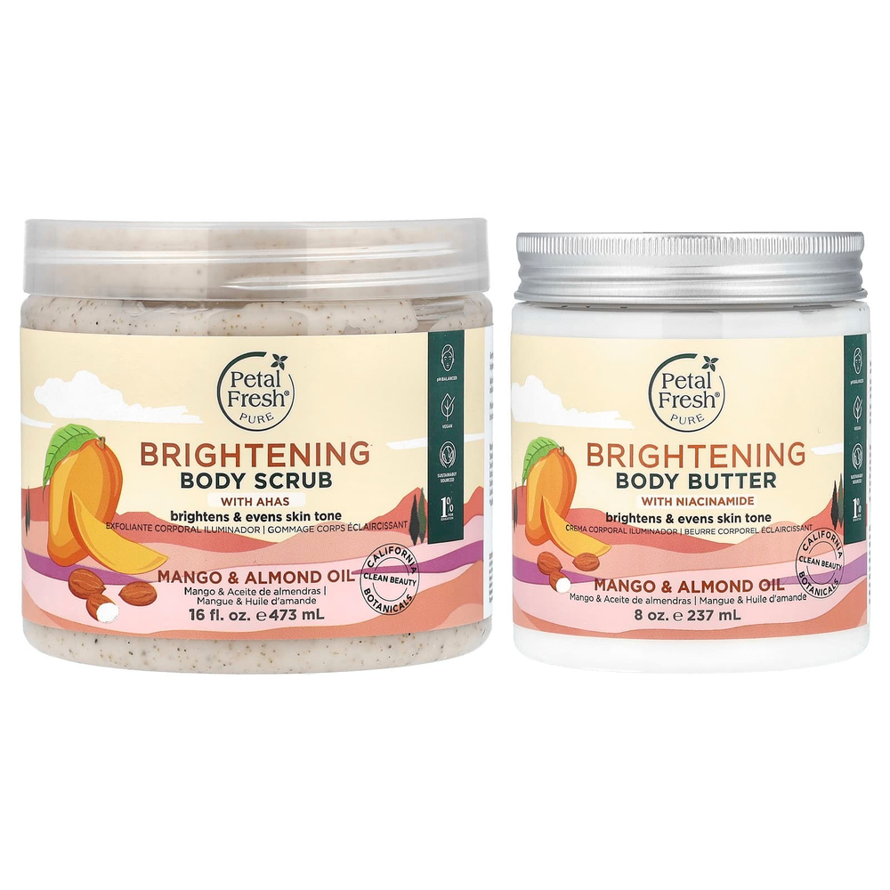 Petal Fresh, Осветляющий набор, манго и миндальное масло, набор из 2 предметов