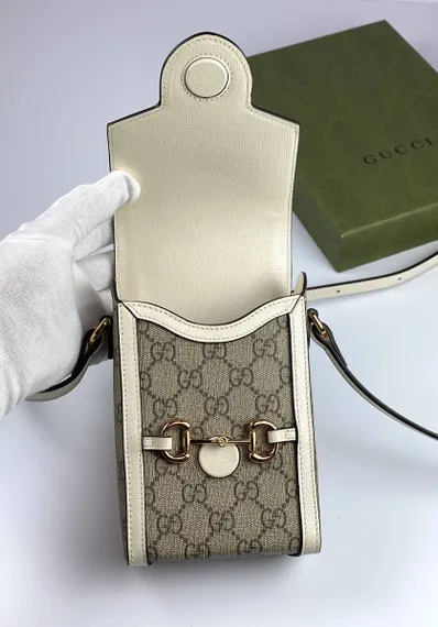 Мини-сумка женская Gucci Horsebit 1955 белый