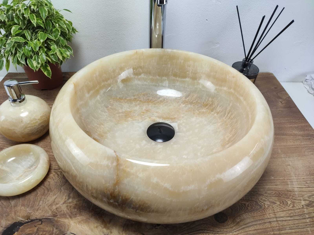 Раковина из оникса Donut Yellow Medium DO-60924 45*45*15