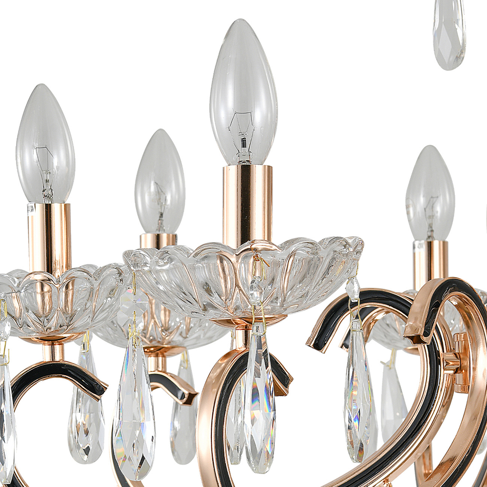 Люстра подвесная 8x40Вт E14, металл/хрусталь, золото/прозрачный