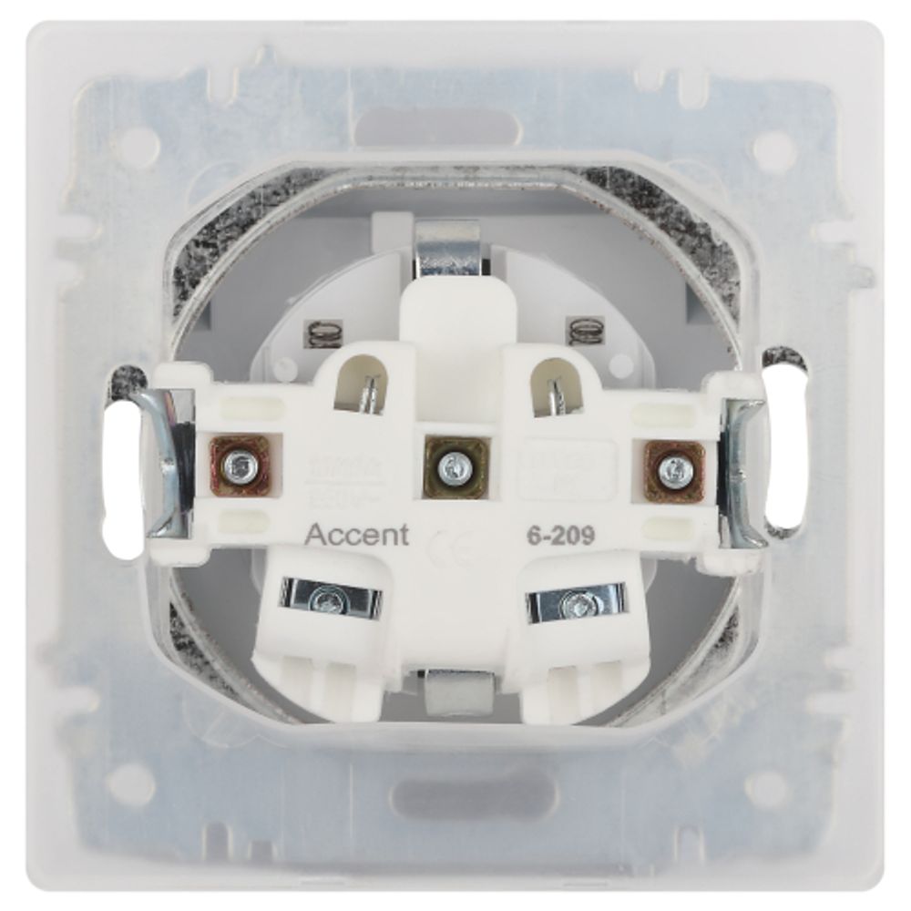 Розетка Intro Accent 6-209-01 двойная с заземлением 2P+E Schuko с крышкой шторкой 16А-250В IP44 СУ AL/CU белый