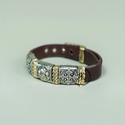 Браслет кожаный "Русь" для женщин , для мужчин