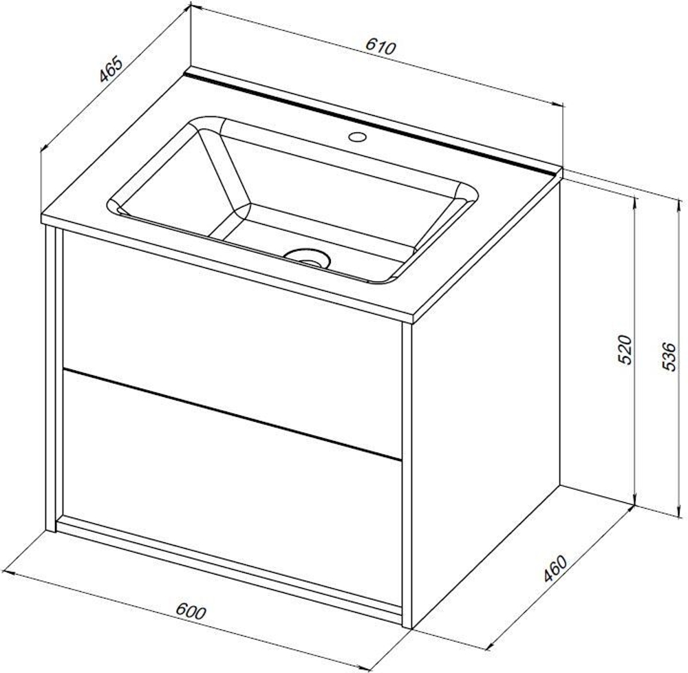 Тумба под раковину Aquanet Lino 60 (Flat) белый глянец