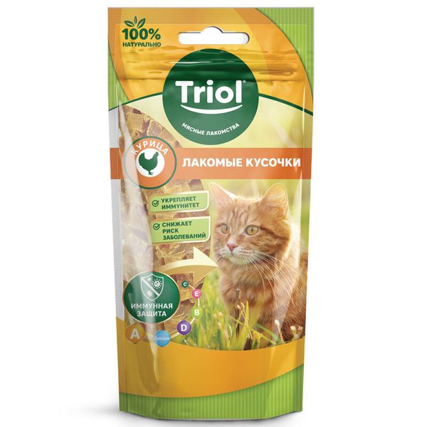 Лакомство Triol для кошек «Лакомые кусочки из курицы», 40г