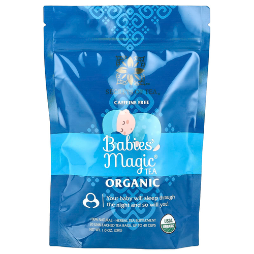 Secrets of Tea, органический чай Baby's' Magic®, без кофеина, 20 неотбеленных чайных пакетиков, 28 г (1 унция)