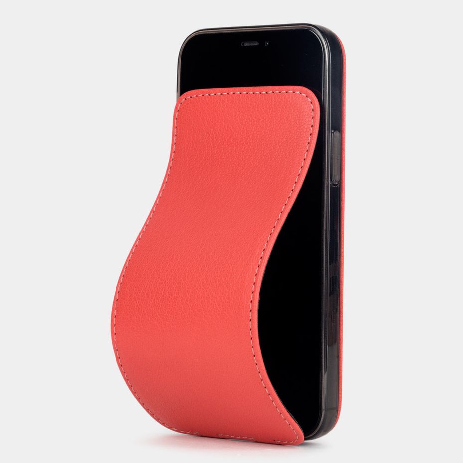 Чехол для iPhone 12 Pro Max из натуральной кожи козы, кораллового цвета