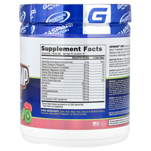 Gaspari Nutrition, SuperPump ™ Sport, увлажняющее средство перед тренировкой, гуава и киви, 240 г (8,47 унции)