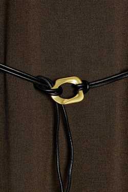 ZARA ТРИКОТАЖНОЕ ПЛАТЬЕ С РЕМНЕМ, СЕРО-КОРИЧНЕВЫЙ