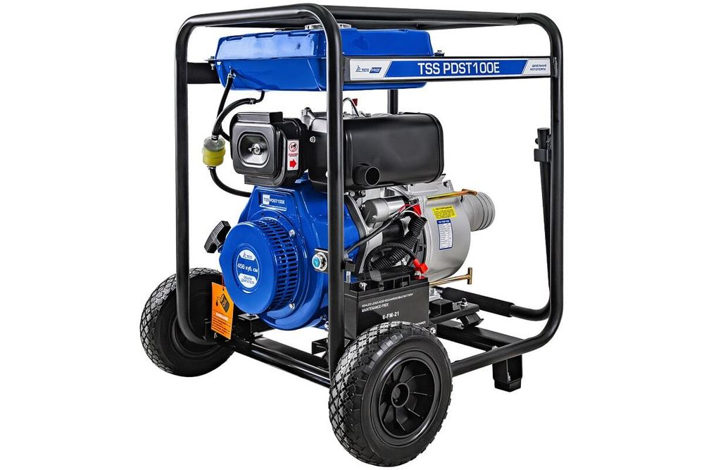 Мотопомпа дизельная TSS PDST100E - для грязной воды [100 мм | 90 м³/ч | 1500 л/мин]