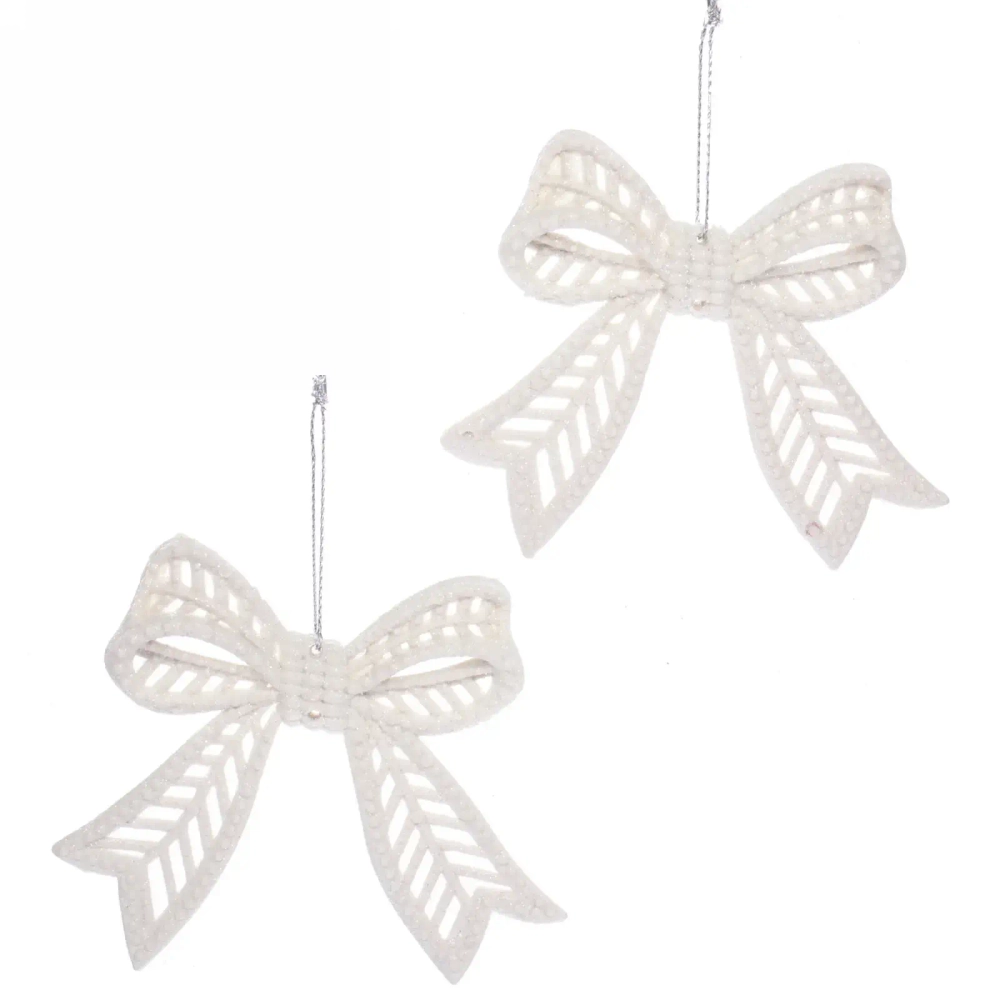 Подвески в блёсках «Сказочные бантики» 9*11 см (набор 2 шт), Белый