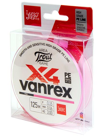 Леска плетёная LJ Area Trout Game х4 BRAID Pink 125 м, 0,06 мм