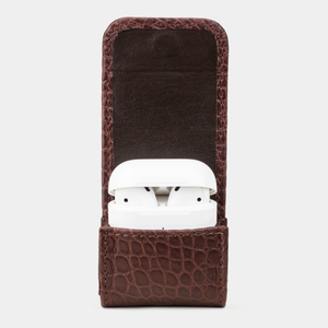 Чехол-держатель кожаный для наушников Petit Bisness коричневого цвета